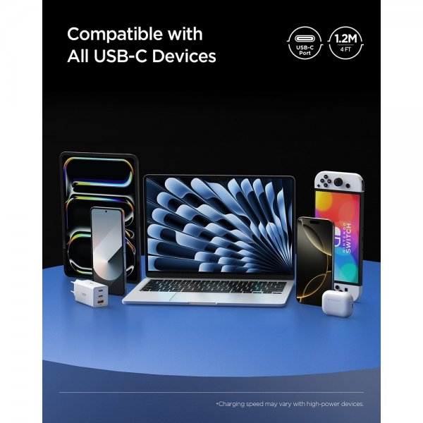 Spigen Essential Kabel USB-C till USB-C 240W 1.2m Svart