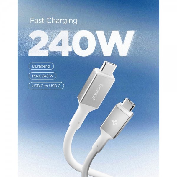 Spigen Essential Kabel USB-C till USB-C 240W 1.2m Vit