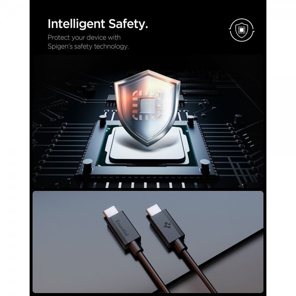 Spigen Essential Kabel USB-C till USB-C 60W 1m Svart