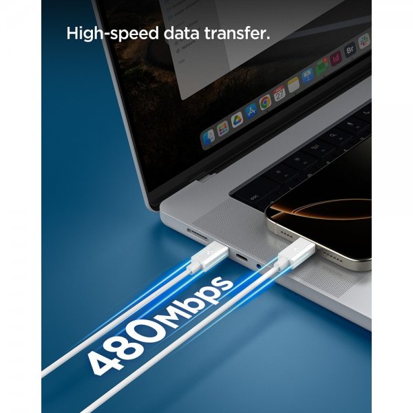 Spigen Essential Kabel USB-C till USB-C 60W 2m Vit