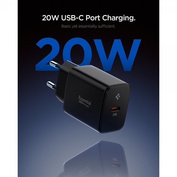 Spigen Essential Laddare 20W USB-C Svart