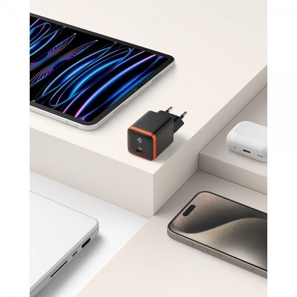 Spigen Essential Laddare 30W USB-C Orange/Svart
