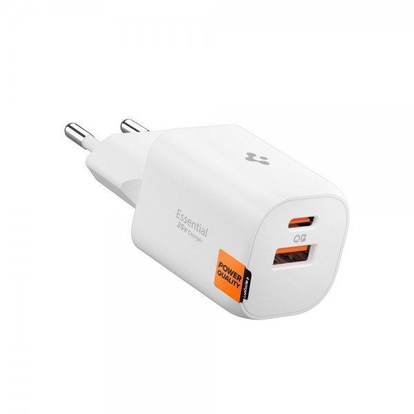 Spigen Essential Laddare 35W 1xUSB-C 1xUSB-A Vit