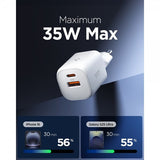 Spigen Essential Laddare 35W 1xUSB-C 1xUSB-A Vit