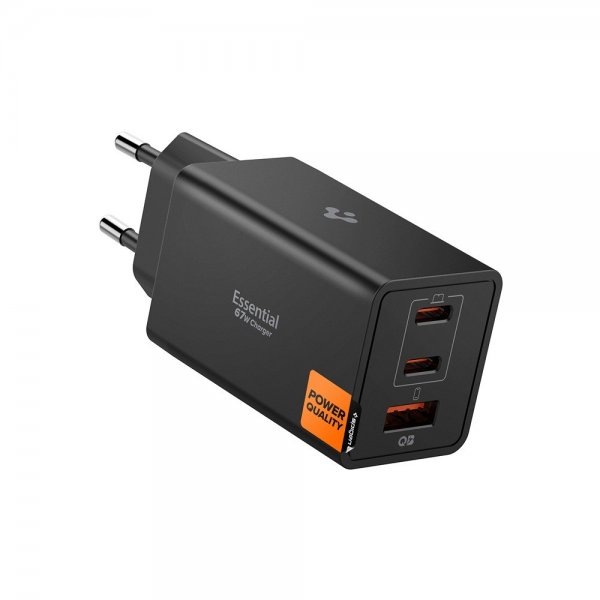 Spigen Essential Laddare 67W 2xUSB-C 1xUSB-A Svart