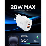 Spigen Essential Laddare USB-C/USB-A 20W Vit