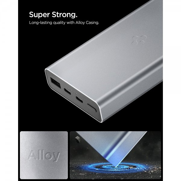 Spigen Essential Powerbank 20 000 mAh 30W Grå