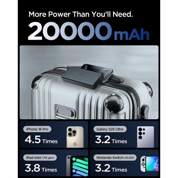 Spigen Essential Powerbank 20 000 mAh 30W Svart