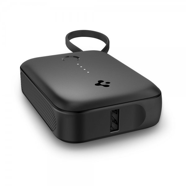 Spigen Essential Powerbank med inbyggd Kabel 10 000 mAh 30W Svart