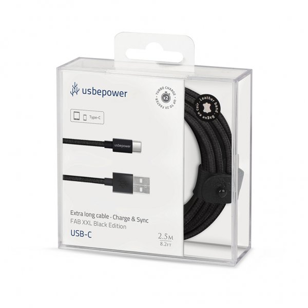Usbepower FAB XXL 250 USB-A till USB-C kabel 2.5m