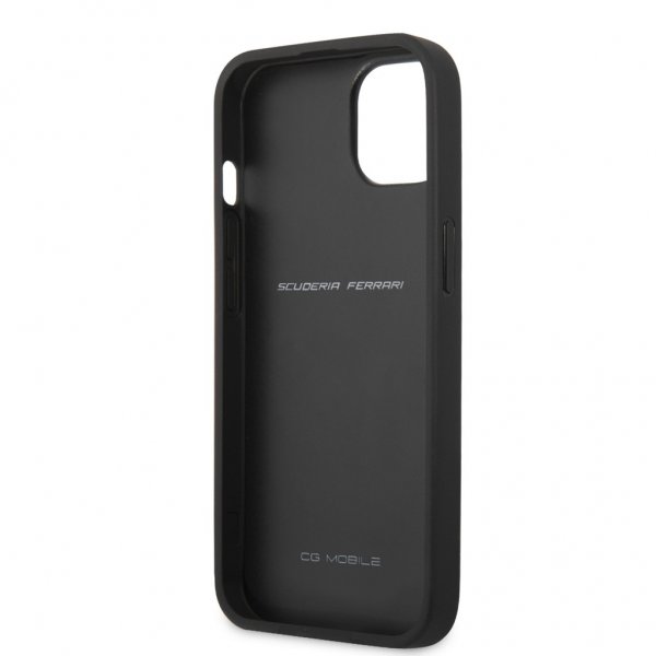 Ferrari iPhone 13 Skal Carbon Effect Metal Logo Vertical Stripe Svart
