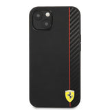 Ferrari iPhone 13 Mini Skal Carbon Effect Metal Logo Vertical Stripe Svart