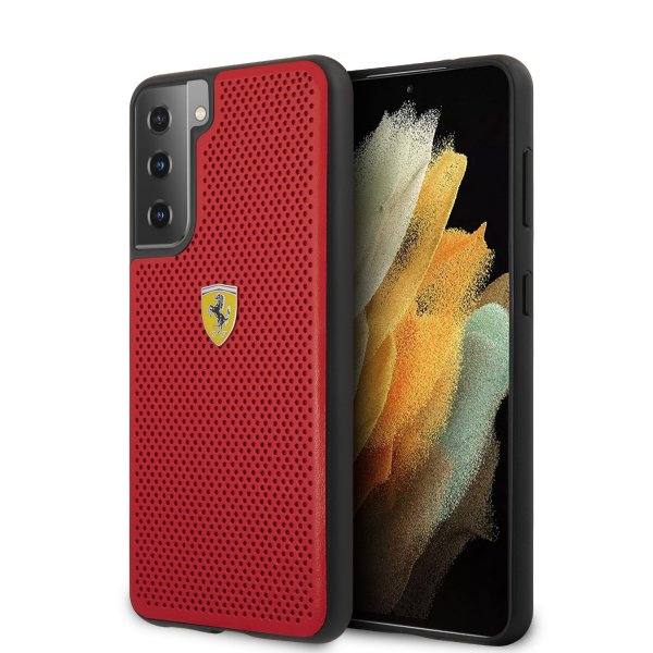 Ferrari Samsung Galaxy S21 Skal Logo Perforerad Röd