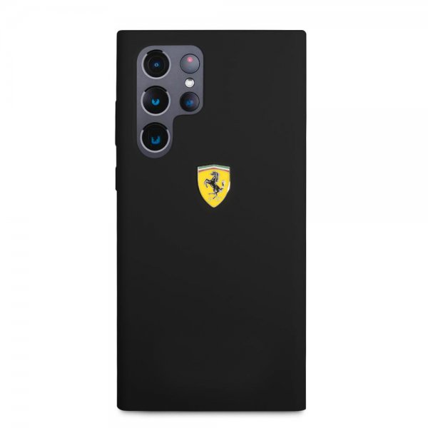 Ferrari Samsung Galaxy S22 Ultra Skal Metal Logo Svart