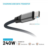Fixed Kabel Magnetisk USB-C till USB-C 240W 2m