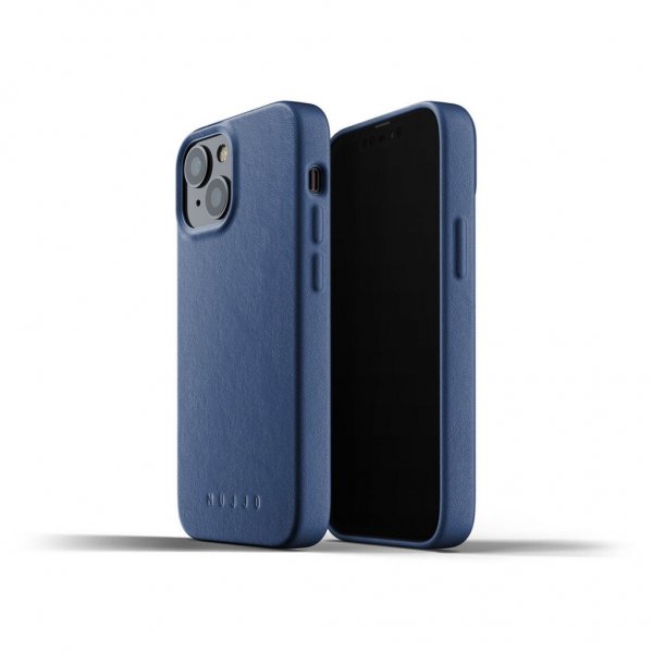 Mujjo iPhone 13 Mini Skal Full Leather Case Monaco Blue