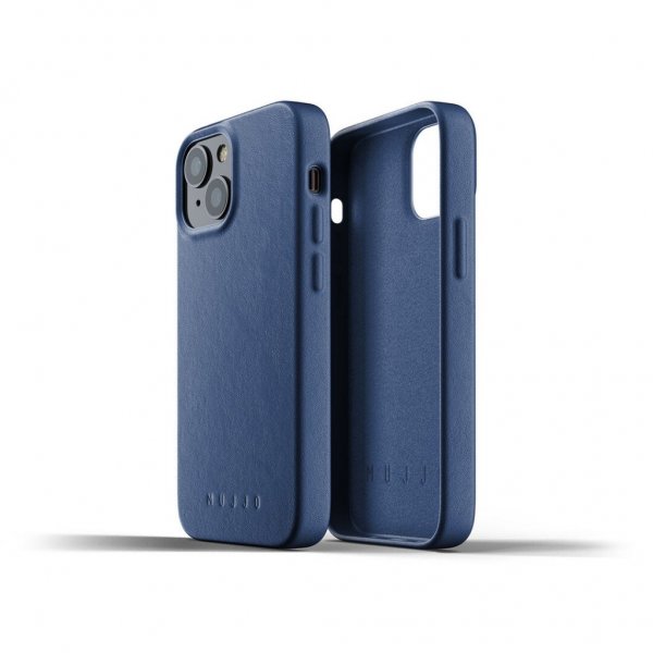 Mujjo iPhone 13 Mini Skal Full Leather Case Monaco Blue