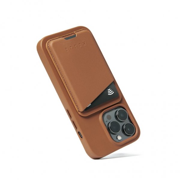 Mujjo MagSafe Korthållare Full Leather Magnetic Wallet Dark Tan
