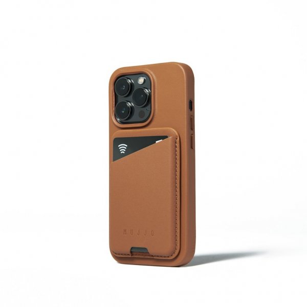 Mujjo MagSafe Korthållare Full Leather Magnetic Wallet Dark Tan