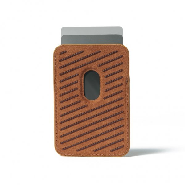 Mujjo MagSafe Korthållare Full Leather Magnetic Wallet Dark Tan