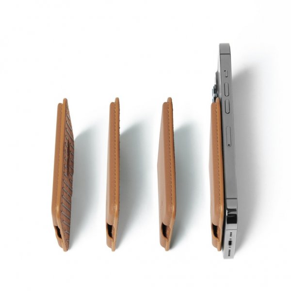Mujjo MagSafe Korthållare Full Leather Magnetic Wallet Dark Tan