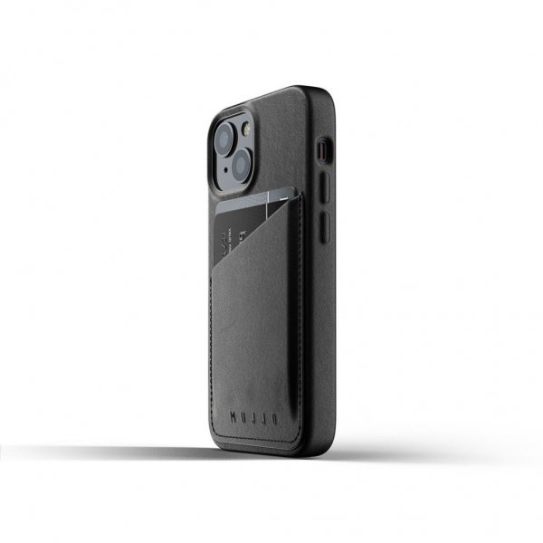 Mujjo iPhone 13 Mini Skal Full Leather Wallet Case Svart