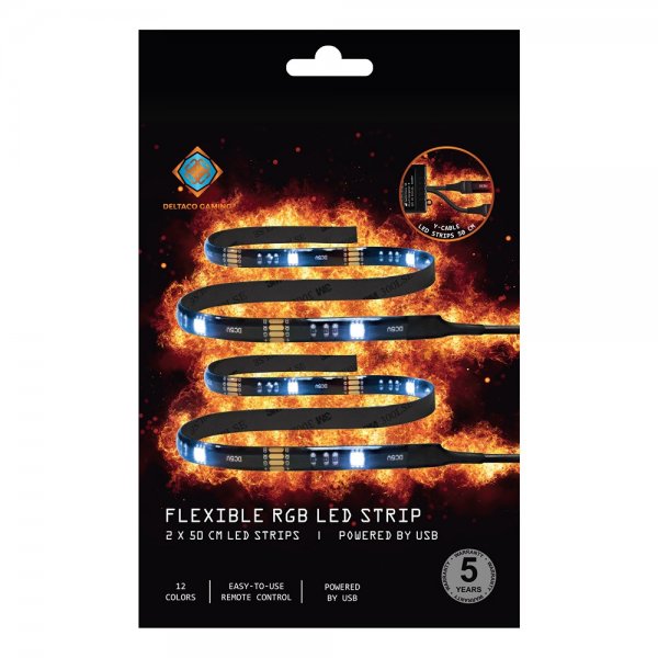 Deltaco Gaming Flexibel RGB LED Slinga 2x50 cm