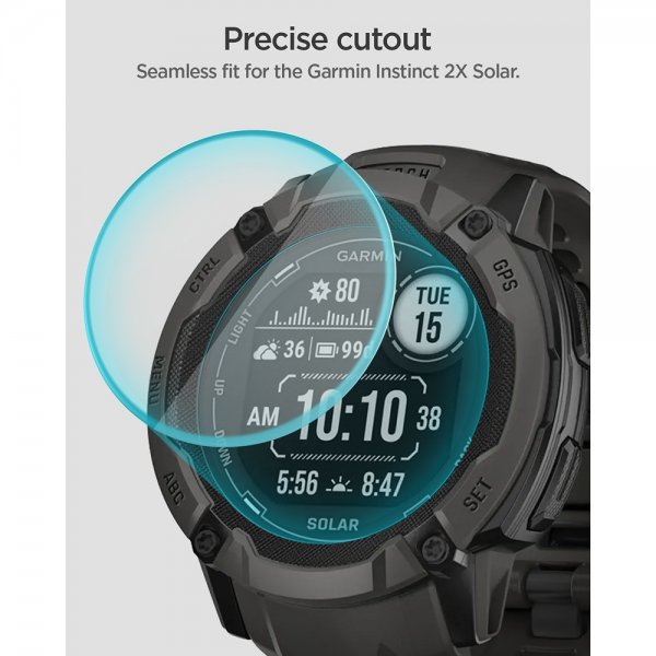 Spigen Garmin Instinct 2X Solar Skärmskydd GLAS.tR EZ Fit 2-pack