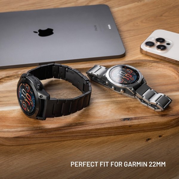 Fixed Garmin QuickFit 22mm Armband Titanium Strap Grå
