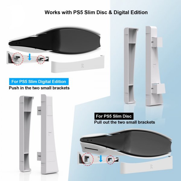 JYS PlayStation 5 Slim (Digital/Disc Edition) Ställ Vit
