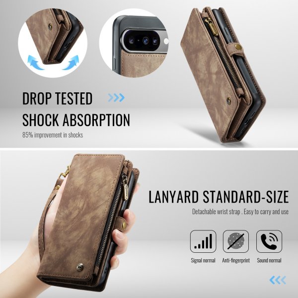 CaseMe Google Pixel 10/Pixel 10 Pro Fodral 008 Series Löstagbart Skal Brun