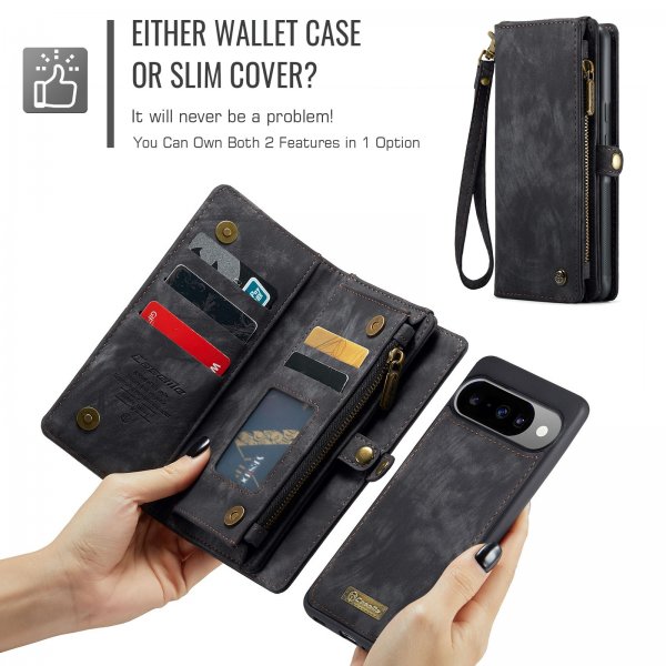CaseMe Google Pixel 10/Pixel 10 Pro Fodral 008 Series Löstagbart Skal Svart