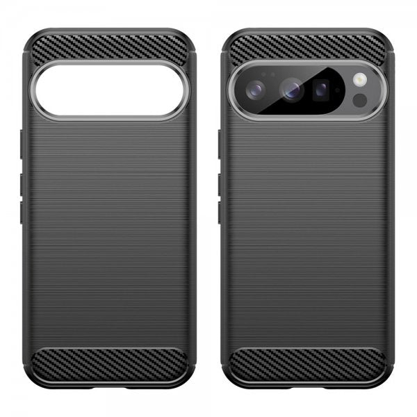 Google Pixel 10/Pixel 10 Pro Skal Borstad Kolfibertextur Svart