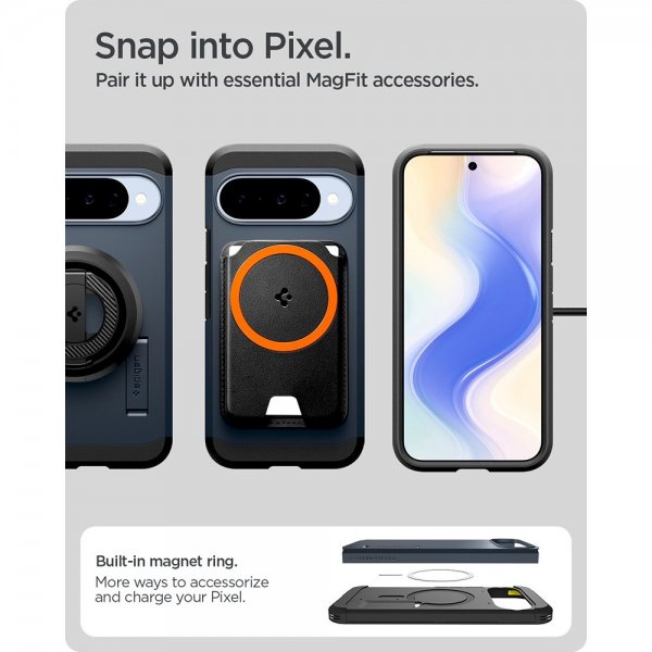 Spigen Google Pixel 10/Pixel 10 Pro Skal Tough Armor MagFit Metal Slate