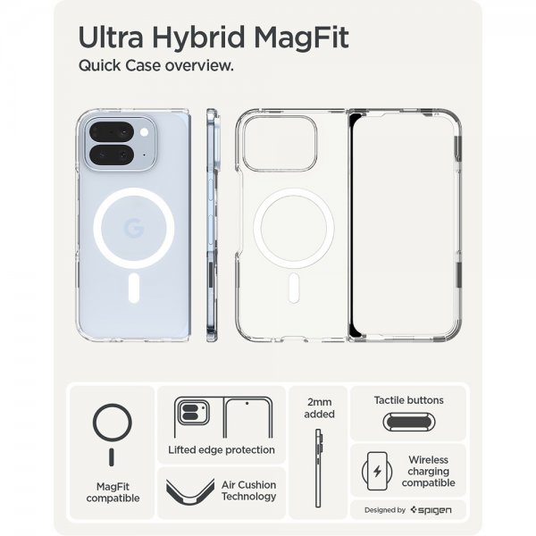 Spigen Google Pixel 10 Pro Fold Skal Ultra Hybrid MagFit Clear White