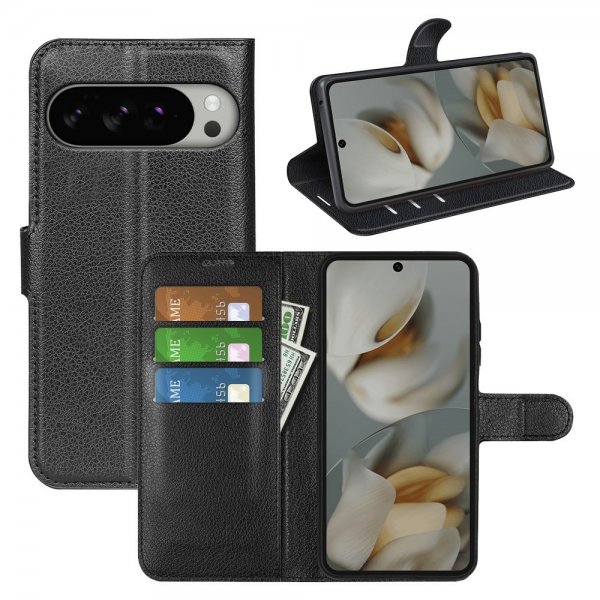 Google Pixel 10 Pro XL Fodral Litchi Svart