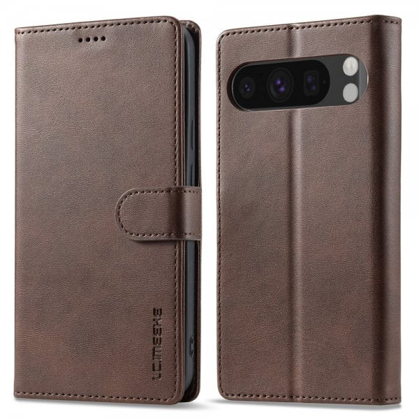 Lc.Imeeke Google Pixel 10 Pro XL Fodral med Kortfack Stativfunktion Mörkbrun