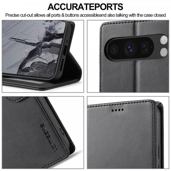 Lc.Imeeke Google Pixel 10 Pro XL Fodral med Kortfack Stativfunktion Svart