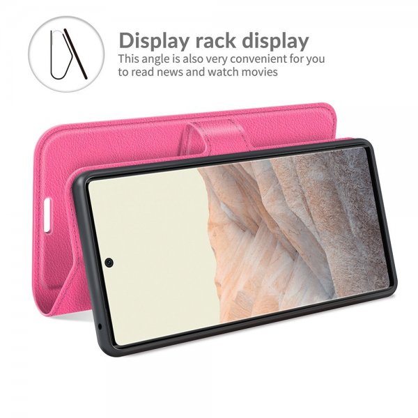Google Pixel 6 Fodral Litchi Magenta
