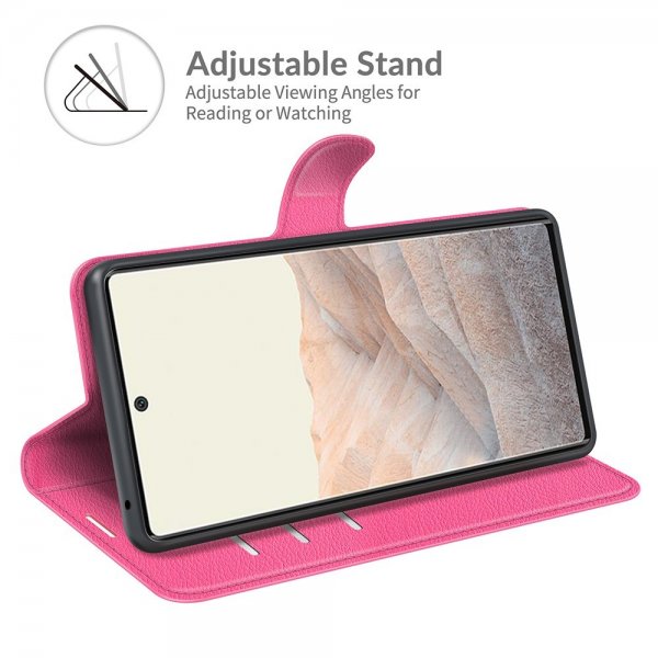Google Pixel 6 Pro Fodral Litchi Magenta