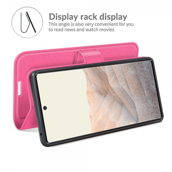 Google Pixel 6 Pro Fodral Litchi Magenta