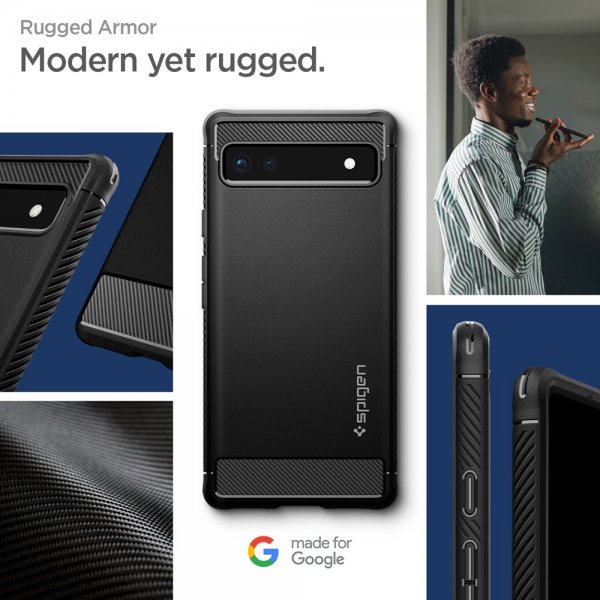 Spigen Google Pixel 6a Skal Rugged Armor Matte Black
