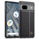Lc.Imeeke Google Pixel 7 Skal Kolfibertextur Röd Stripe Svart