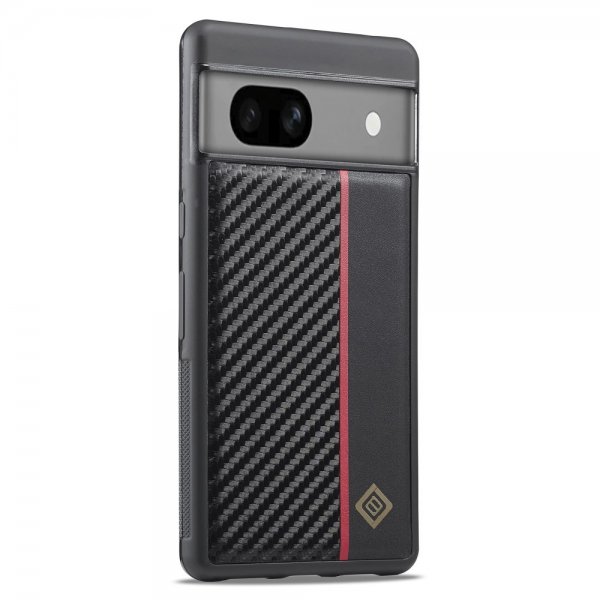 Lc.Imeeke Google Pixel 7 Skal Kolfibertextur Röd Stripe Svart