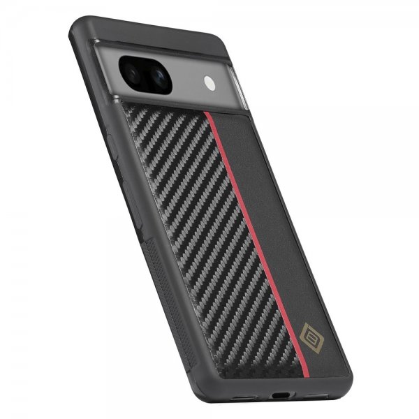 Lc.Imeeke Google Pixel 7 Skal Kolfibertextur Röd Stripe Svart