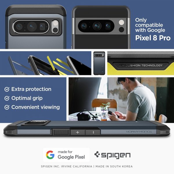 Spigen Google Pixel 8 Pro Skal Tough Armor Metal Slate