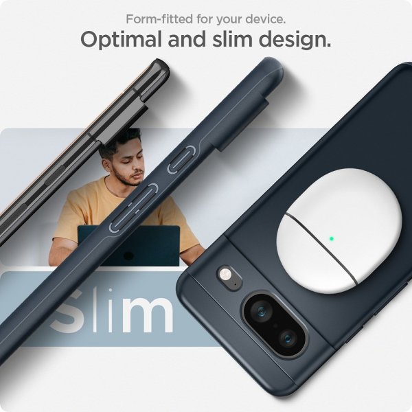 Spigen Google Pixel 8 Skal Thin Fit Metal Slate