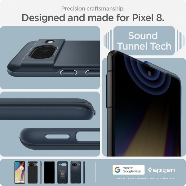 Spigen Google Pixel 8 Skal Thin Fit Metal Slate