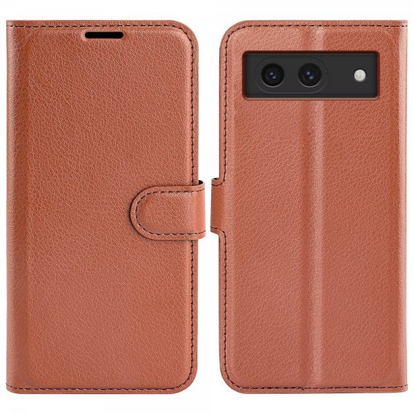 Google Pixel 8a Fodral Litchi Brun