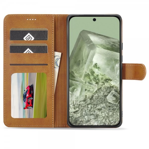 Lc.Imeeke Google Pixel 8a Fodral med Kortfack Stativfunktion Brun